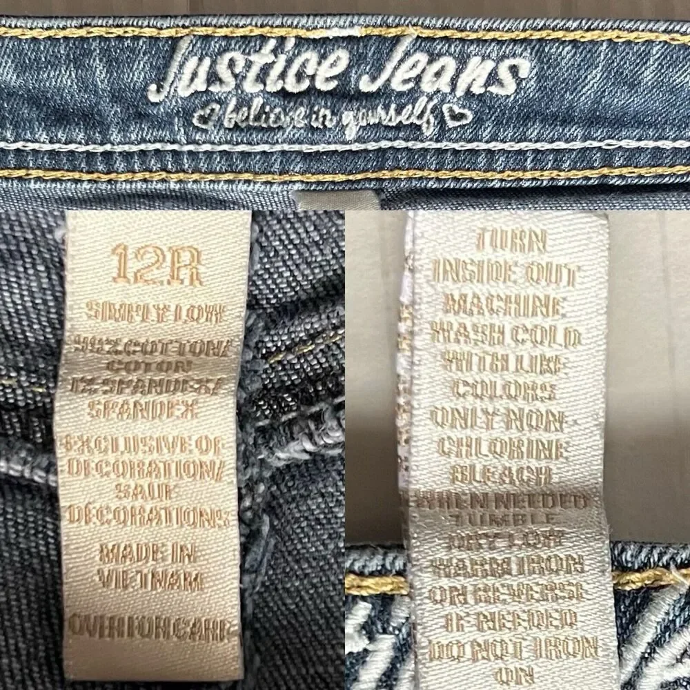 Justice Jeans Girl's Simply Low Medium Wash Straight Leg Jeans Size 12R
